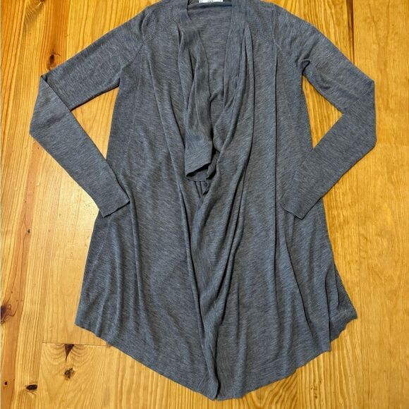 VINCE Womens XS Gray Merino Wool Blend Drape Open Front Long Cardigan Sweater - Picture 3 of 9